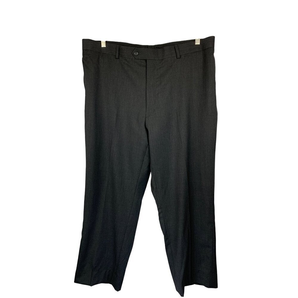 Joseph & Feiss Mens Dress Pants 44 Short / 42 Waist Charcoal Gray Herringbone Wo